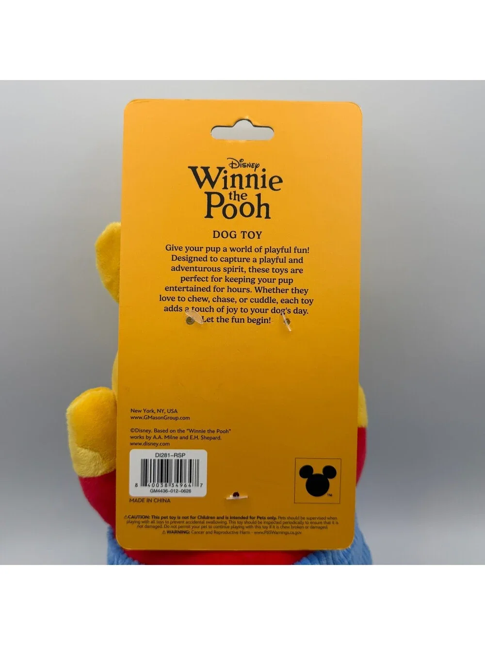 Disney Winnie The Pooh Dog Toy Plush 100 Years Squeaker Hunny Pot Corduroy NWT